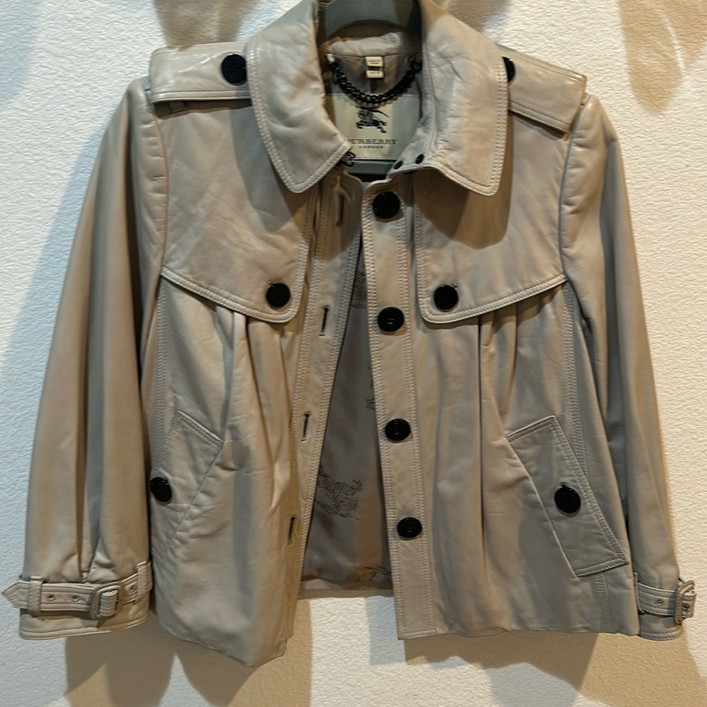 Burberry London Women’s Pebble Grain Lambskin Leather Jacket
